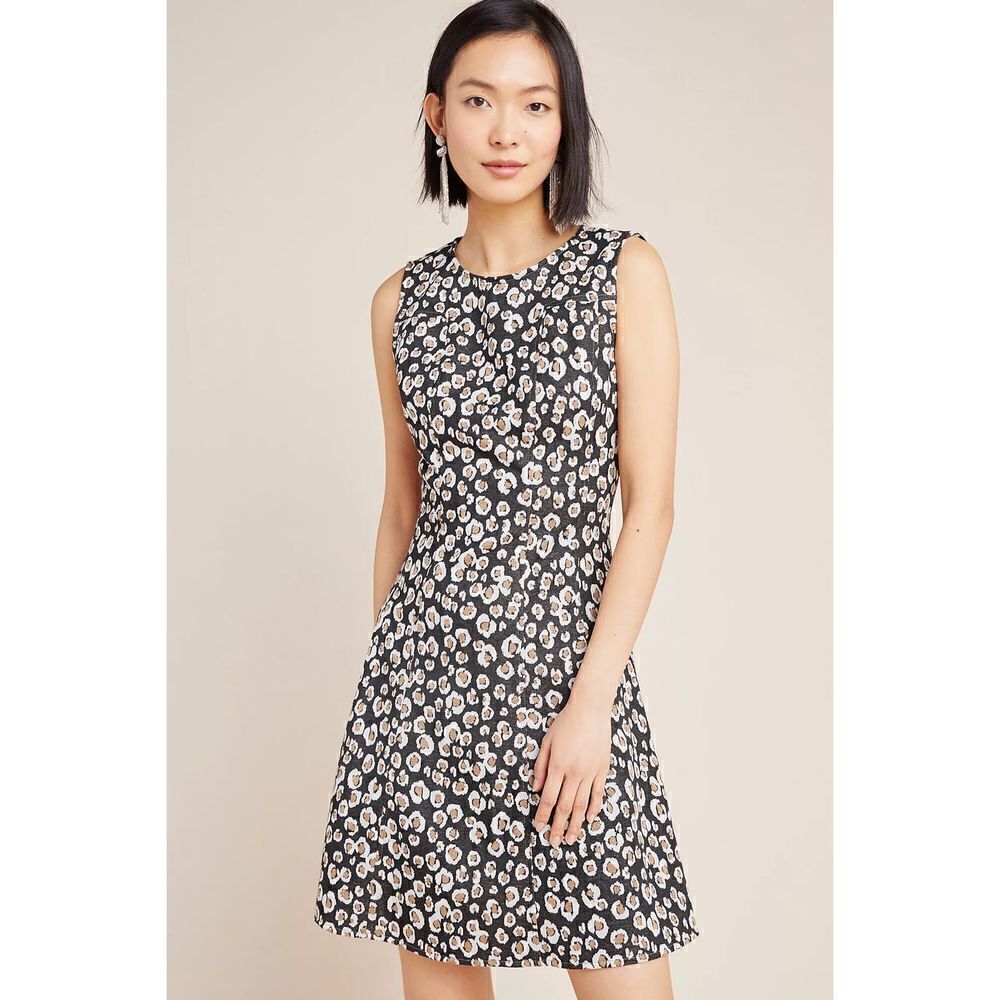 Anthropologie Leopard Shimmer Mini Dress size M